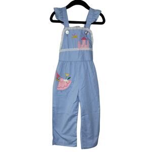 Vintage‎ 70s Baby 2T Jumpsuit One Piece Light Blue Beach Sand Castle USA Made